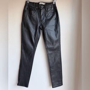 Rebecca Minkoff Shimmer Glitter Coated Stretchy Jegging Jeans Black  SZ 12